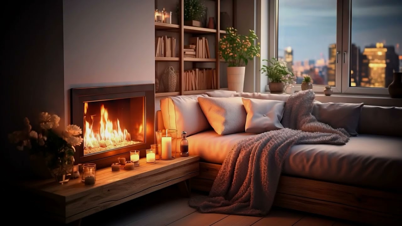 Living Room Fireplace Lo-Fi | Cozy Beats for Sleep, Study & Relax (1 Hour)