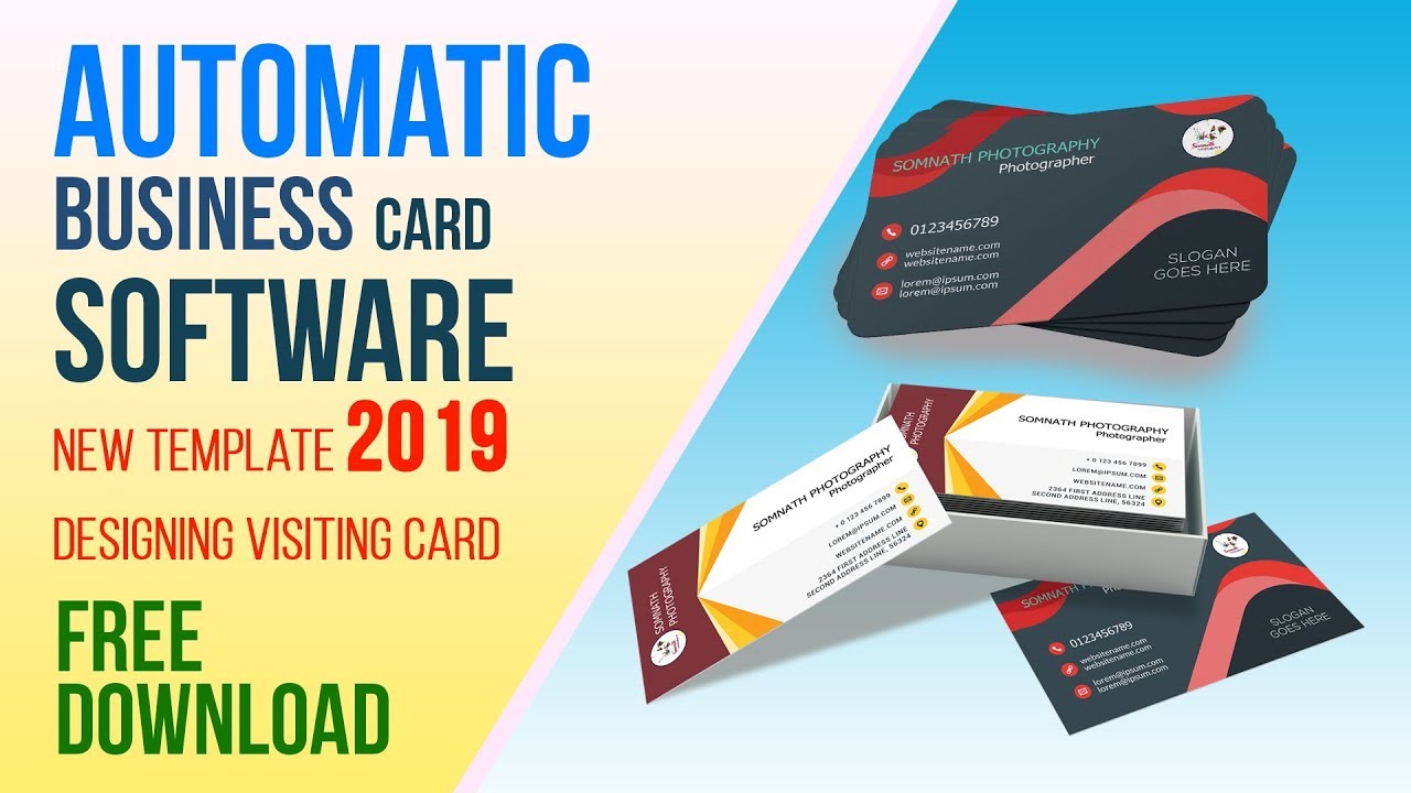 Automatic Business Card Software || New Template Designing Visiting Card 2019