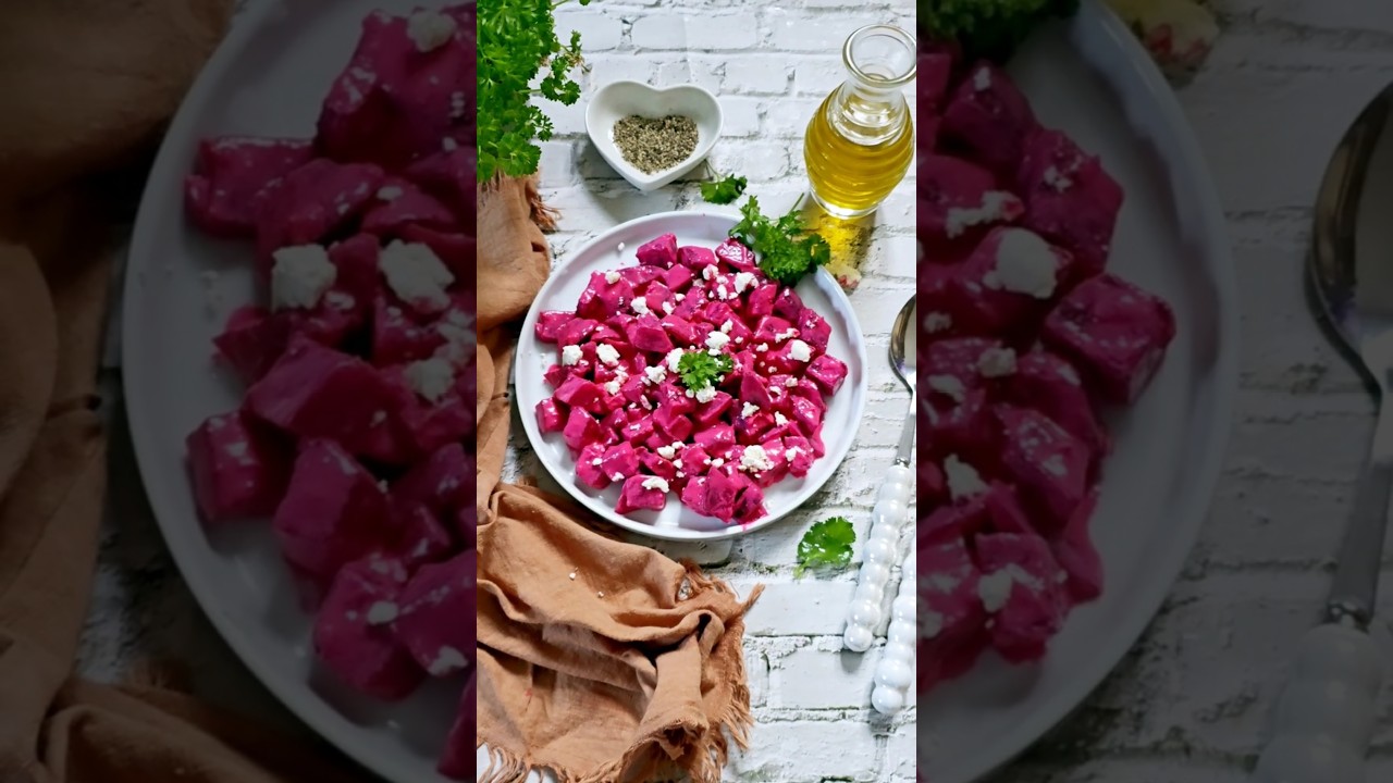 Greek Beet Salad | Patzarosalata | Beetroot yoghurt salad | Beet Greek Style Raita