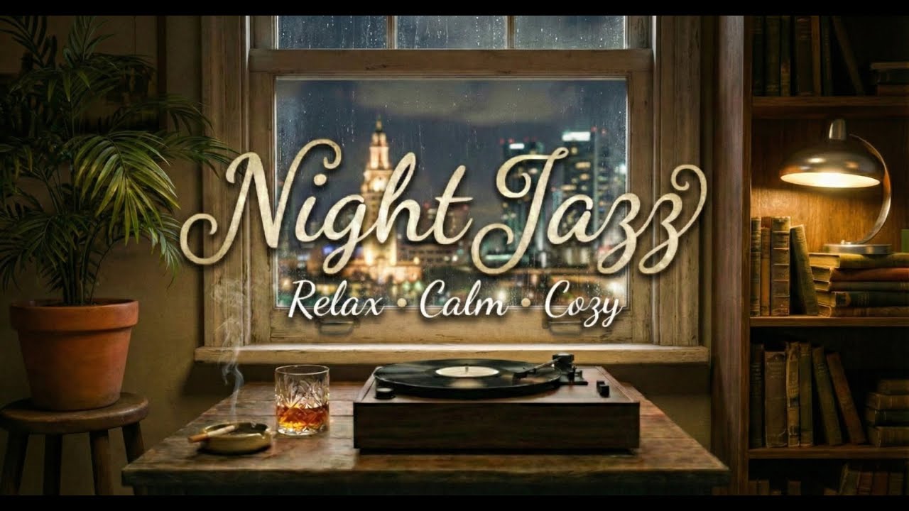 Rainy Night in Miami - Warm Smooth Jazz/ Retro Jazz & Rain Sounds | Relaxing Ambience for Reading
