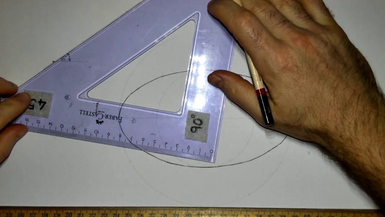 Construct Tangents to Ellipse (Point outside Curve & Given Angle)
