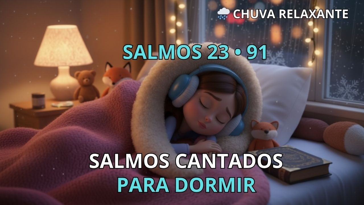SALMOS 23 E 91 CANTADOS 🌙 Durma em Paz com Deus + Chuva Relaxante