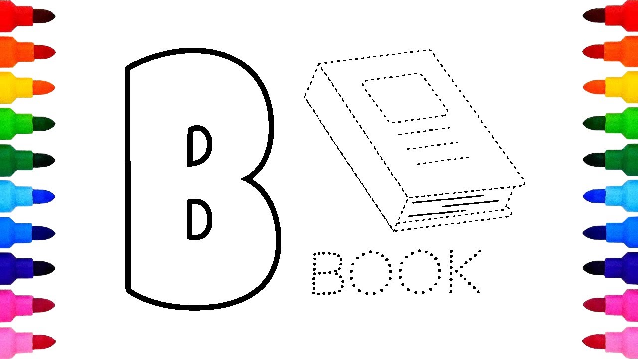 B for Book | Learn Alphabet B Word with Drawing and Coloring | B is for Book📚 ABCD