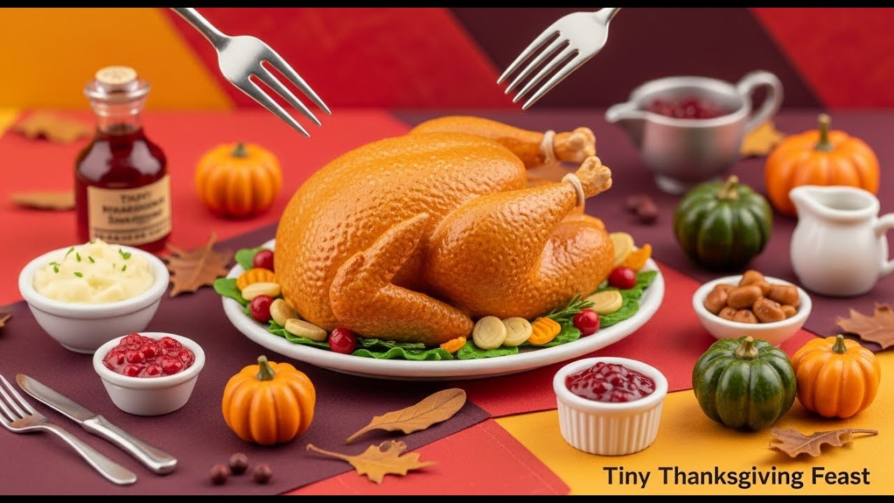 👉 Tiny Thanksgiving Feast: Roasting Miniature Turkey 🦃🍂 | Realistic Mini Food ASMR