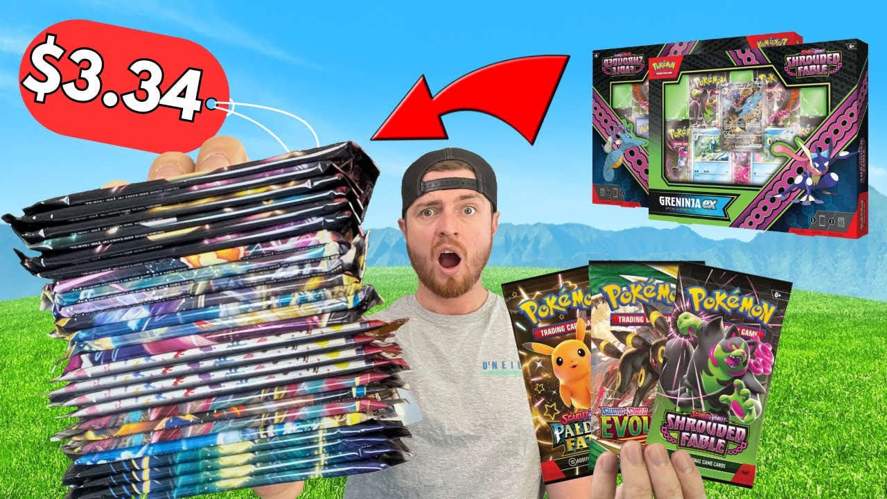 $3.34 per pack - Shrouded Fable, Evolving Skies and other discounted Pokemon products!