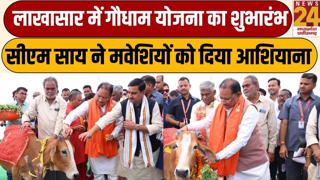 CM SAI Bilaspur Visit: लाखासार में गौधाम योजना का शुभारंभ, CM SAI ने मवेशियों को दिया आशियाना | LIVE