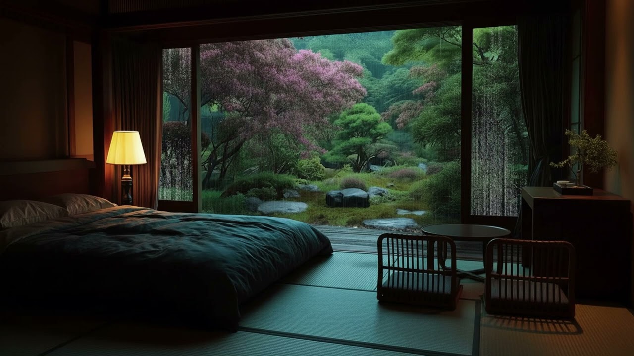 Light Rain Falling in a Cherry Blossom Garden 🌸 Calm Resting Space for Sleep & Relaxation