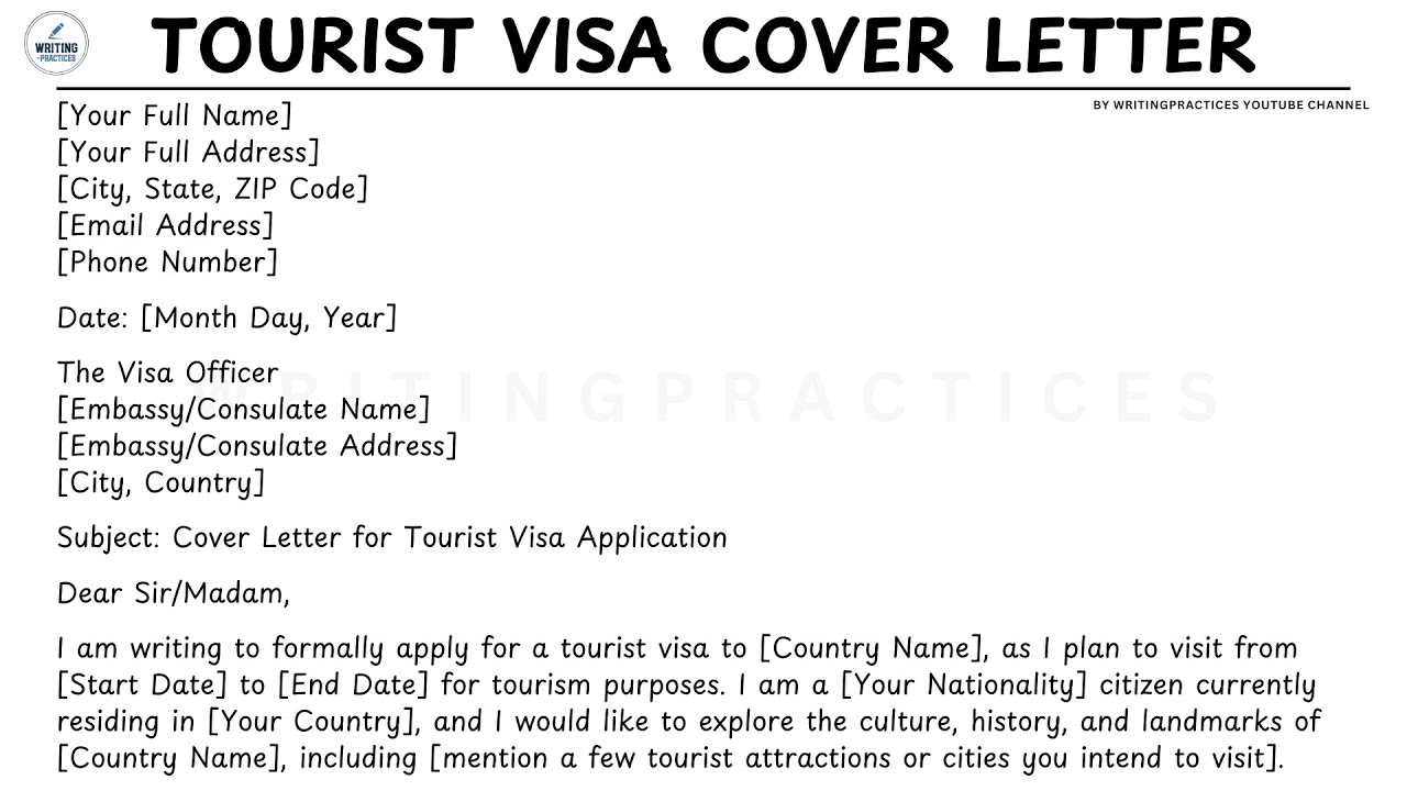 How To Write A Tourist Visa Cover Letter Step by Step Guide | Writing Practices