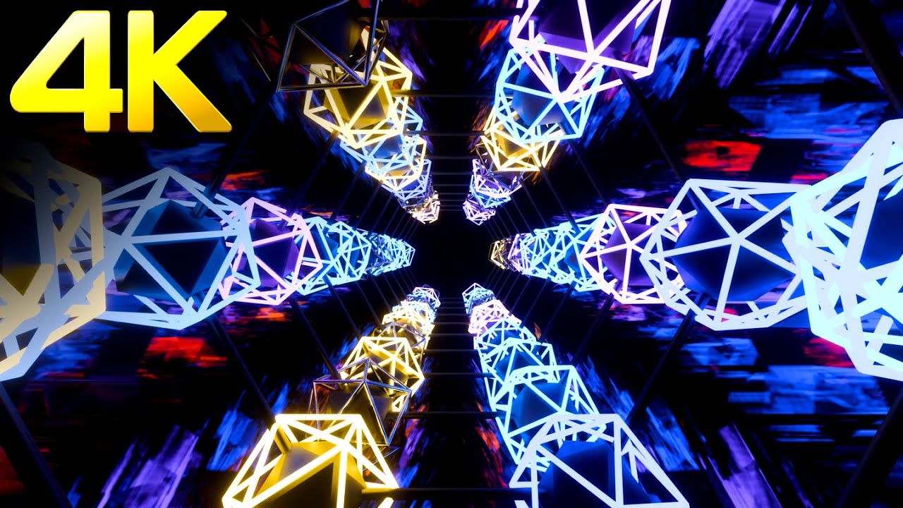 4K OLED Abstract Neon Party Led Light Screensaver Multi Color Black Screen Relaxing  Video Loop