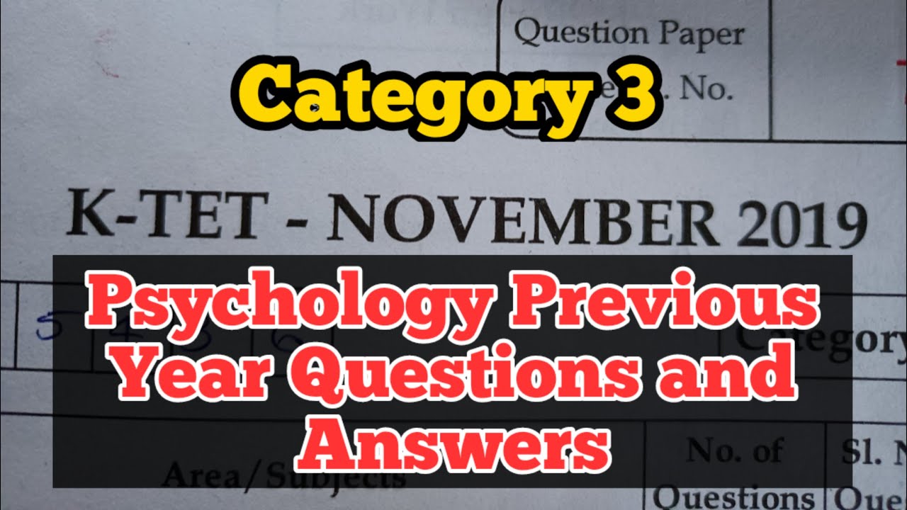 K TET Category 3 Psychology Previous Questions and Answers November 2019 | Part 1