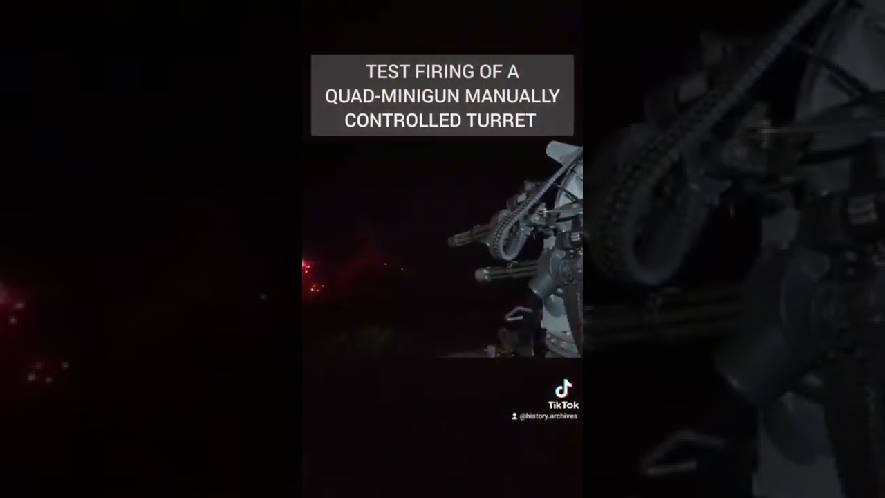 Test firing of a quad-minigun manually controlled turret #war
