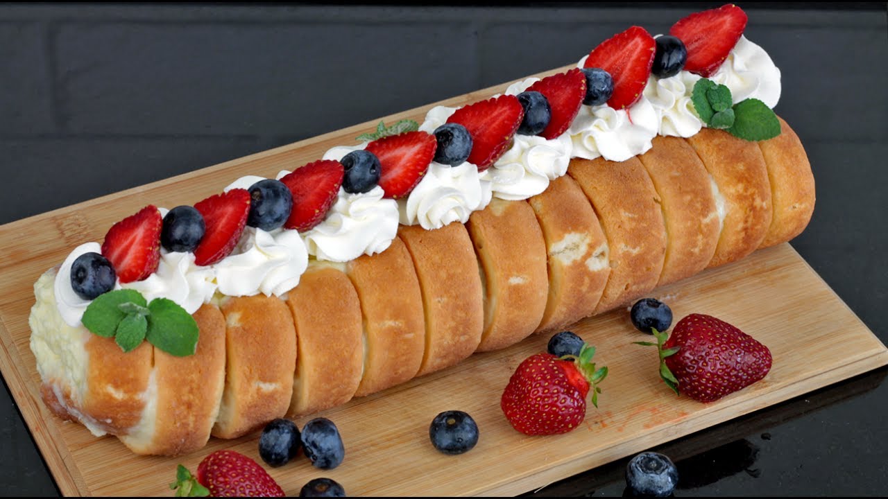 Rolada truskawkowa z biszkoptów 🍓🍓🍓