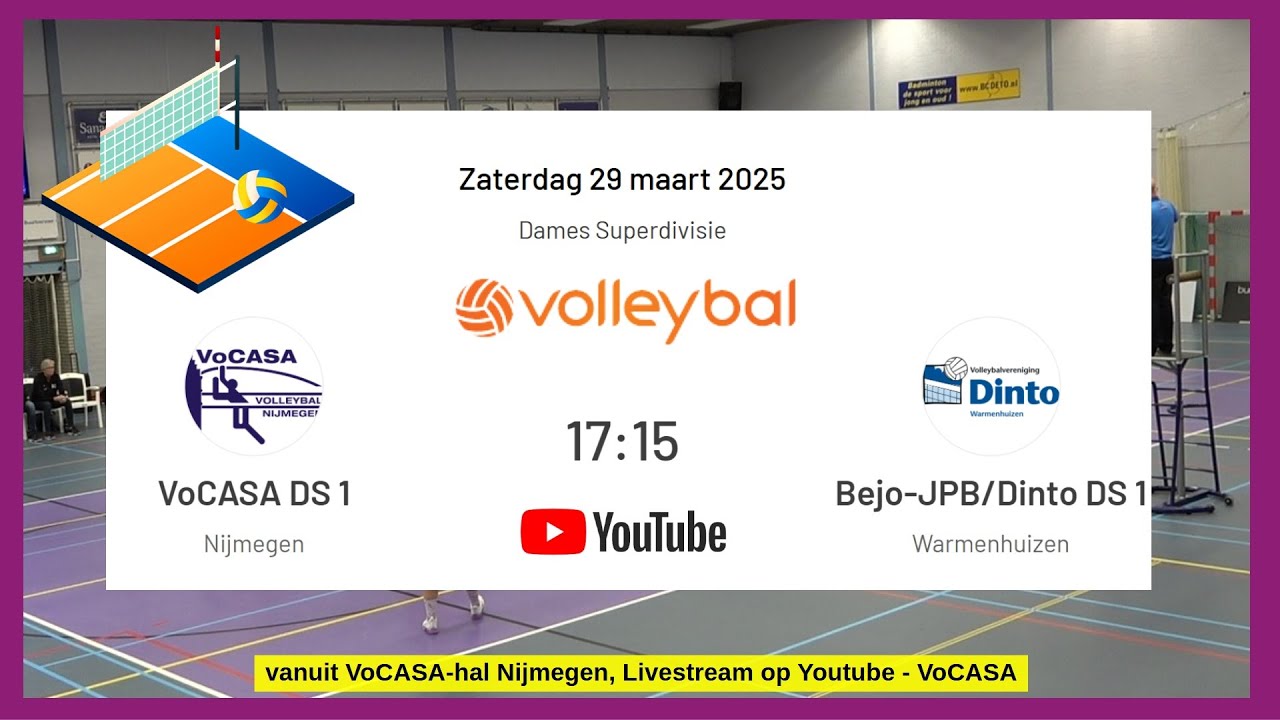 VoCASA D1 - Bejo JPB Dinto D1 (29 maart 2025, 17.15u)  Superdivisie Dames Volleybal