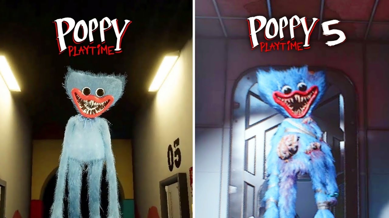 Huggy Wuggy Chase Scene - Poppy Playtime: Chapter 1 VS Chapter 5