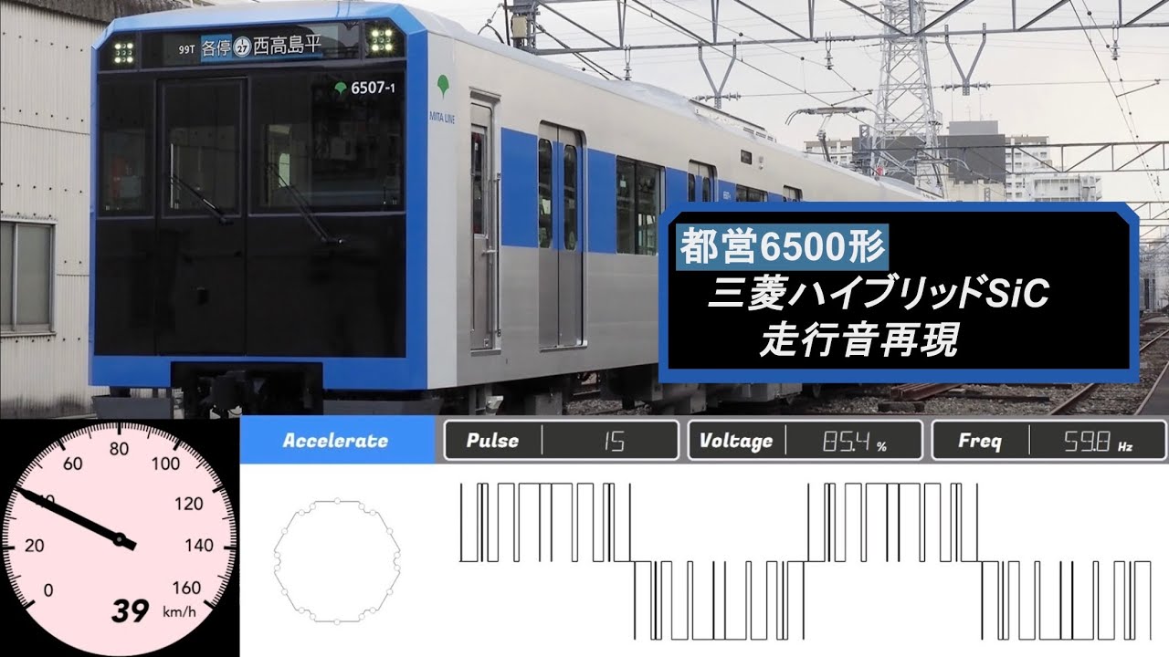 東京都交通局6500形三菱ハイブリッドSiC    走行音再現【vvvf simulator】