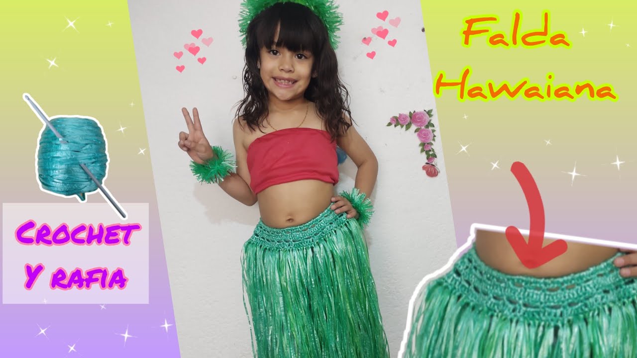 falda hawaiana crochet y rafia falda de Lilo   traje de Lilo y Stitch