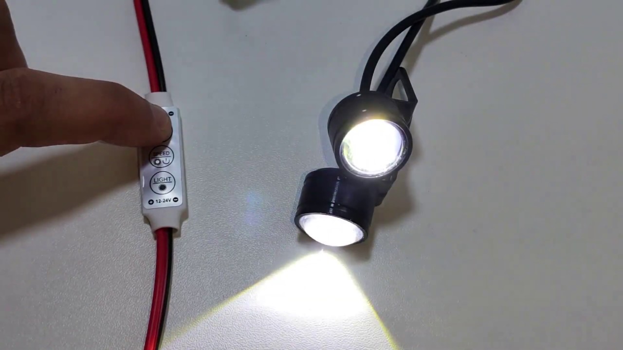 Farol Auxiliar Olho de Águia LED + Mini Controlador Dimmer Strobo! Loja MOTOZERO9.com.br