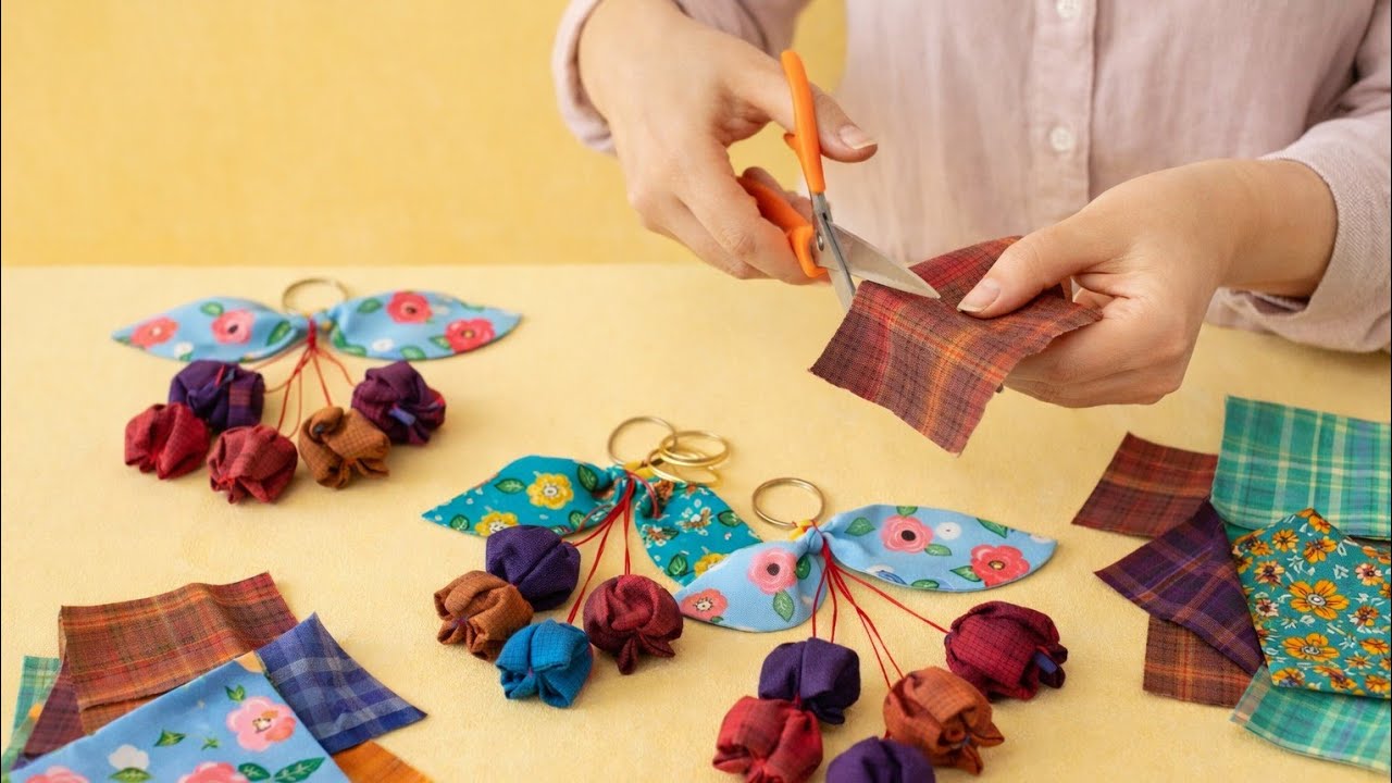 )Trash to Treasure Fabric Keychain | Turning Fabric Scraps into Handmade Decor