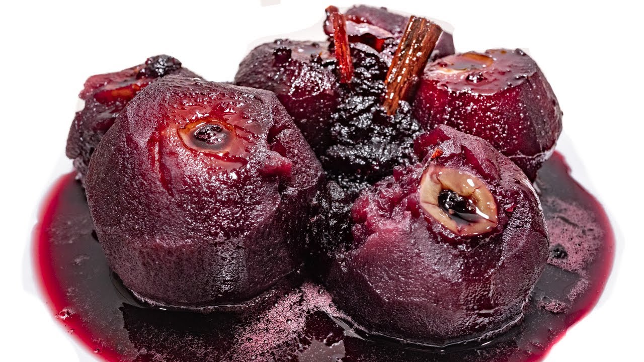 Postre de manzanas al vino tinto