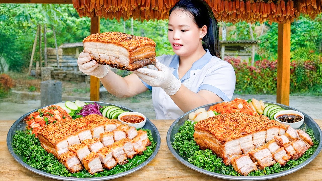 Processing for Making Crispy Fried Black Pork - Homemade Pork Dinner | Trieu Mai Huong