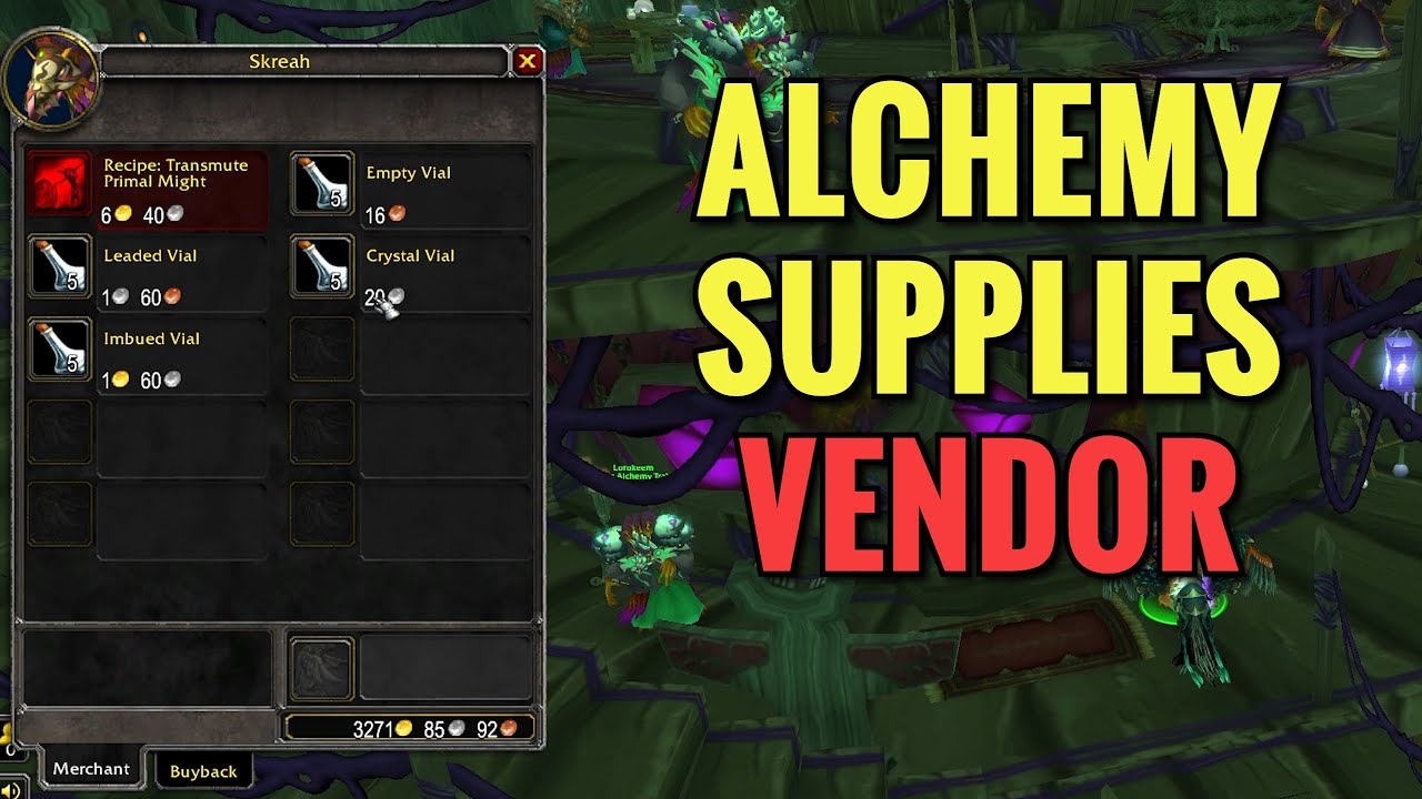 Shattrath Alchemy Supplies Vendor Location (WoW TBC)