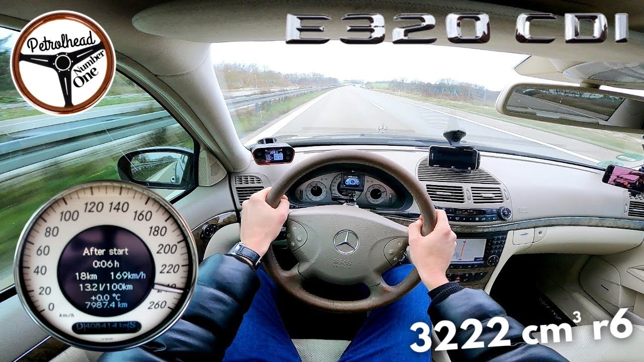 2004 Mercedes E320 CDI W211 | AUTOBAHN. Pr&oacute;ba autostradowa i prezentacja. RACEBOX 100-200 km/h.