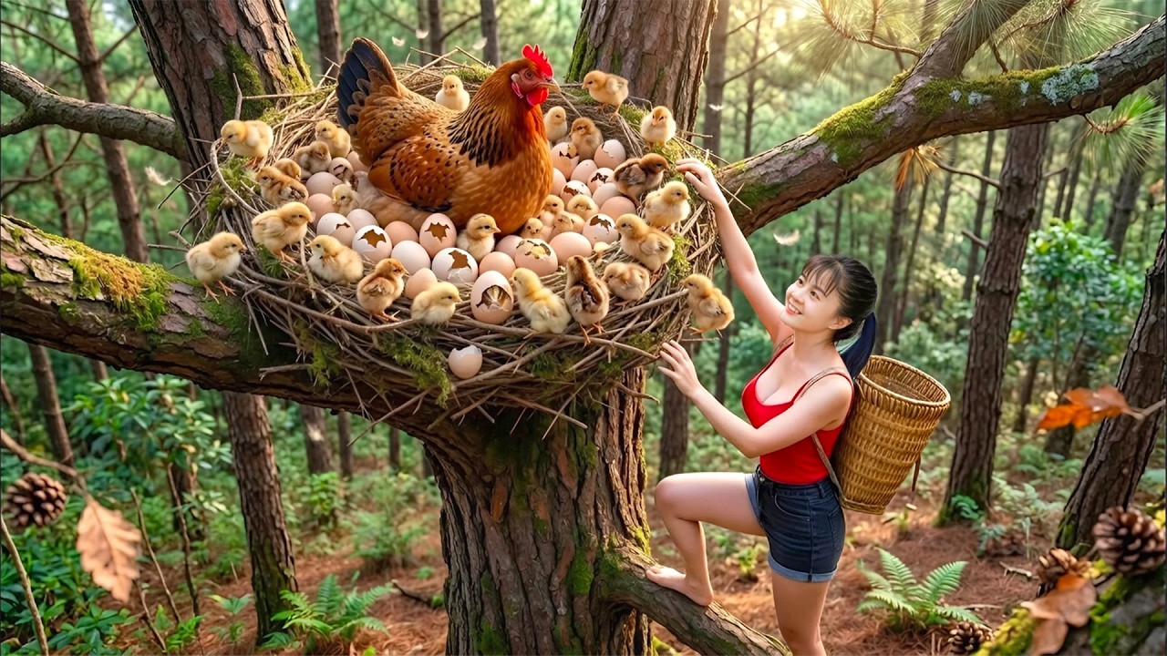 TIMELAPSE -- Harvest Newly Hatched Chicks in the Forest & Go to Market Sell 