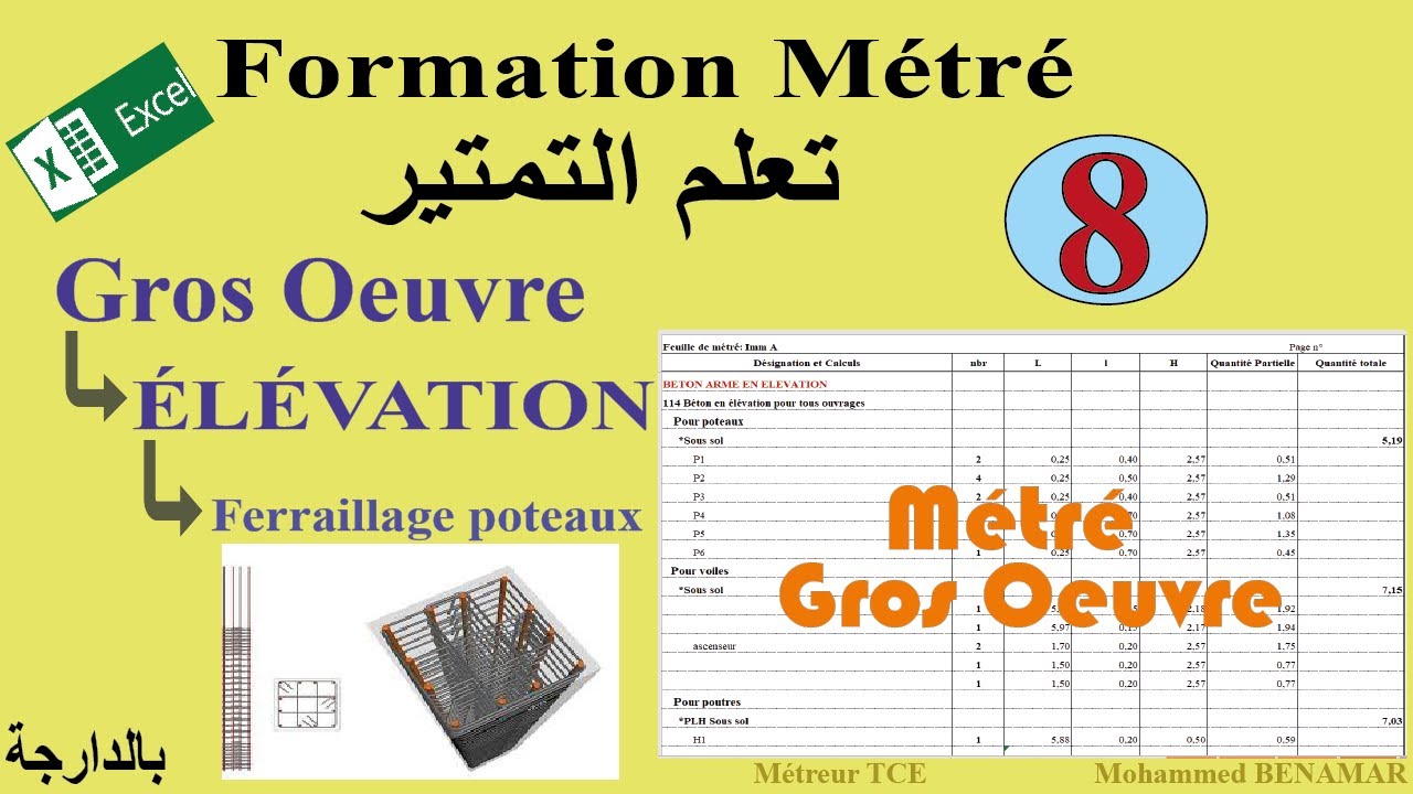 8 - Métré Gros Œuvre -Elévation-( Ferraillage Poteaux 1)