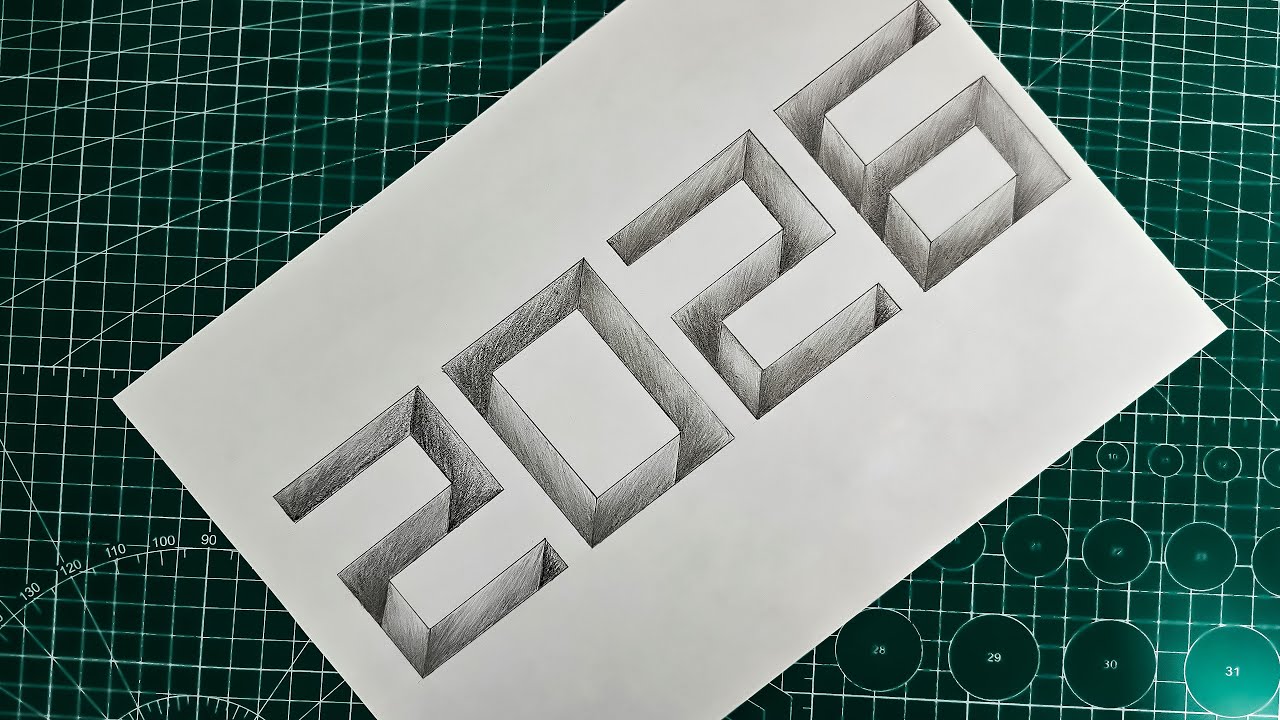 Insane 3D '2026' Carved Hole Illusion on Paper | Deep Optical Illusion Drawing for New Year