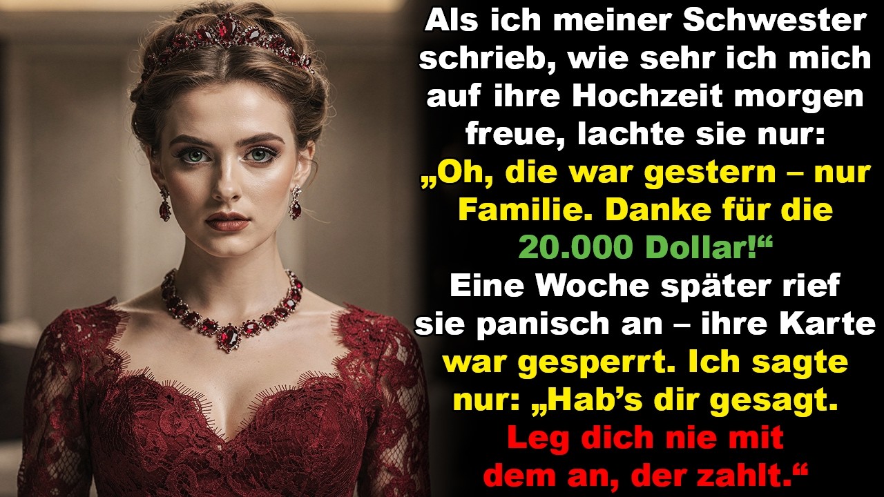 Ich freute mich auf ihre Hochzeit – sie schrieb: „War gestern, danke für die 20.000 €!“