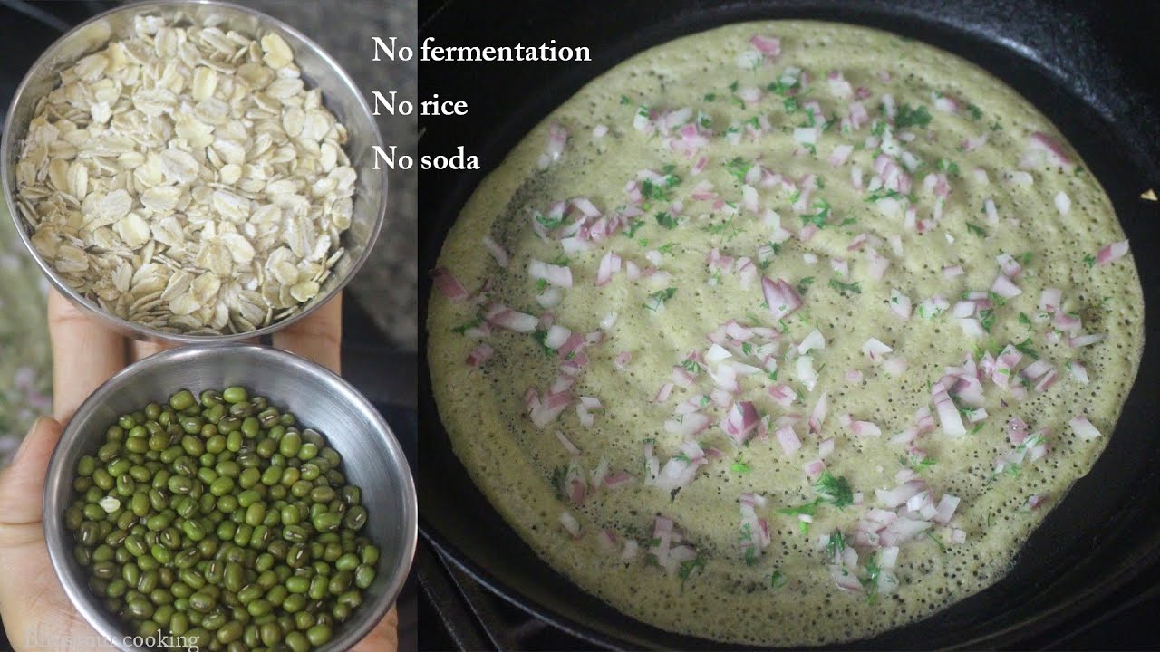 Oats and green moong dosa - without rice | New breakfast idea | Diabetic friendly recipe