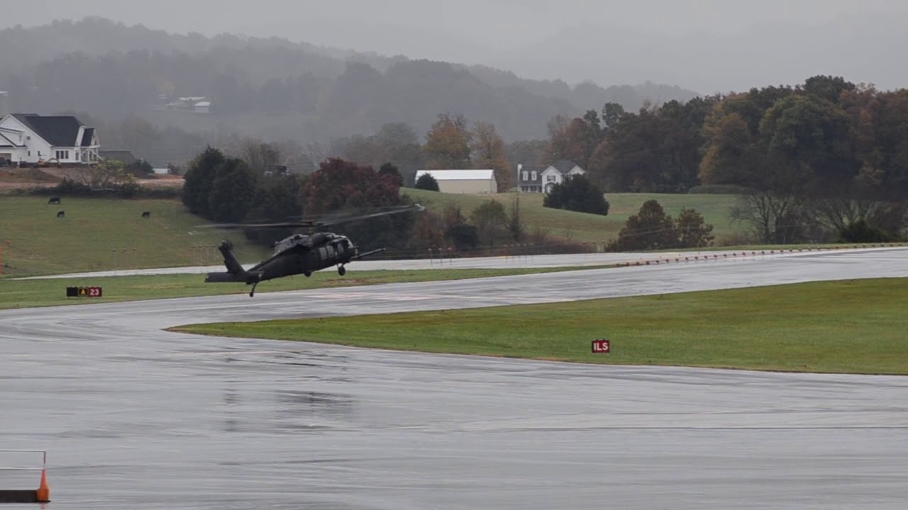 US Army UH-60 Black Hawk Rainy Day Take Off