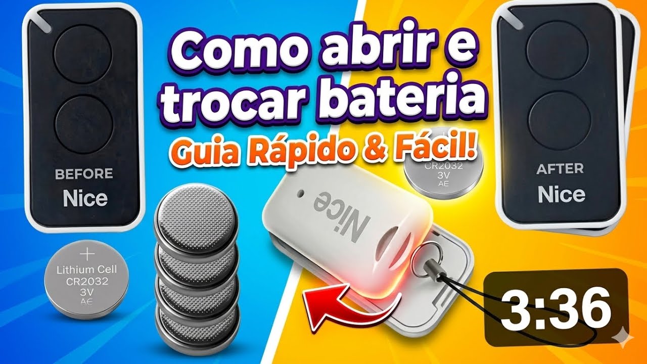 VEJA COMO ABRIR E TROCAR A BATERIA DO CONTROLE NICE, SIMPLES E FÁCIL