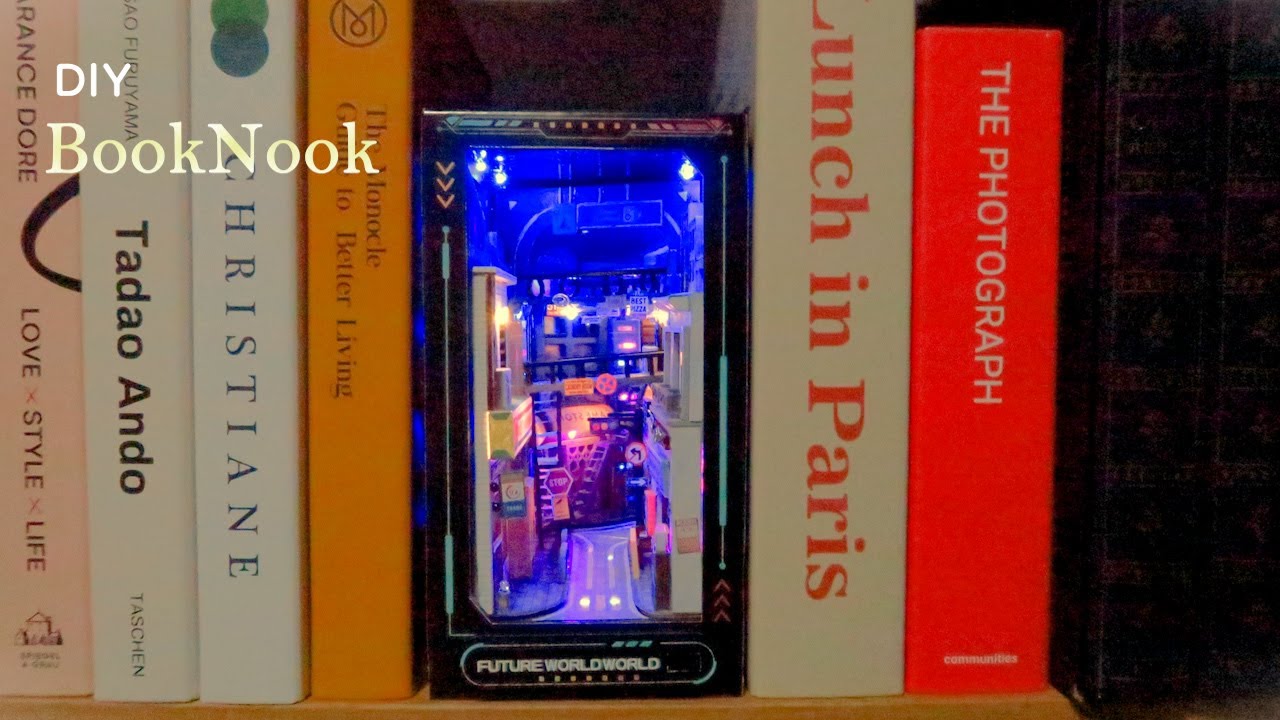DIY Miniature Dollhouse Kit/ Future World/미래세계 사이버 펑크/ Booknook/책꽂이미니어처 쉽게 따라 만들기