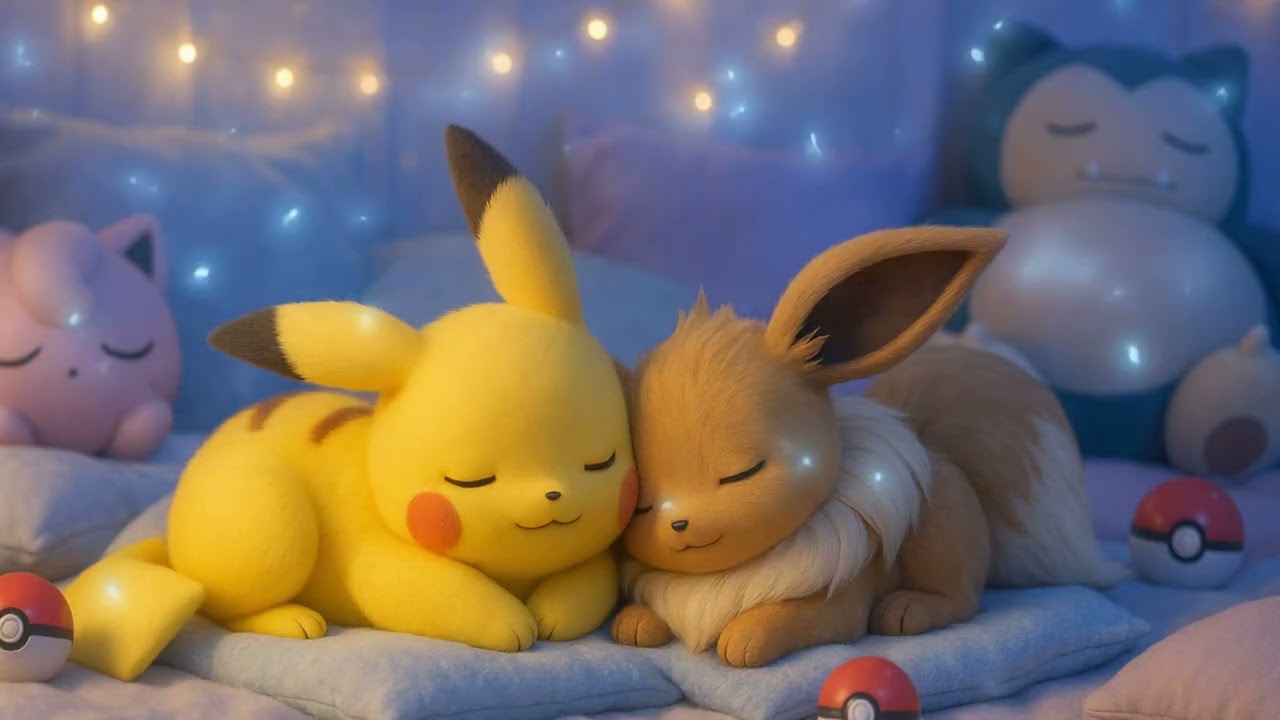 ⚡ Pikachu & Eevee Bedtime Lullabies | Pokémon Kids Sleep Music 💤 Cozy Night Lights ✨