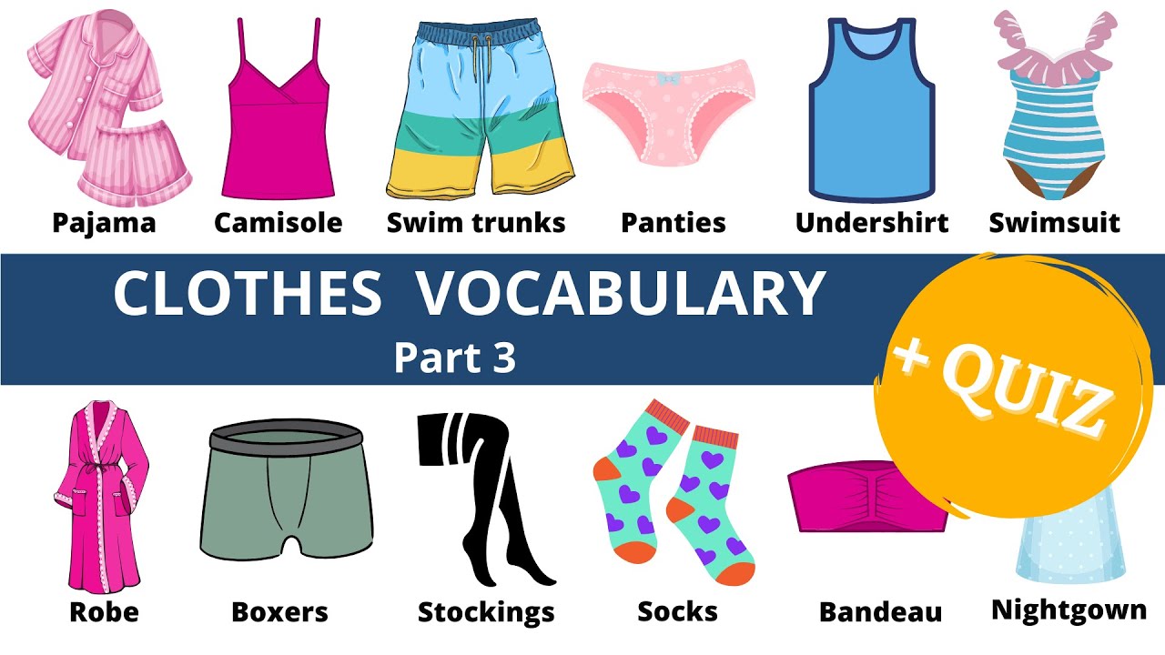 Clothes vocabulary in English || Part 3 || 18 words + Quiz || Learn English with pictures