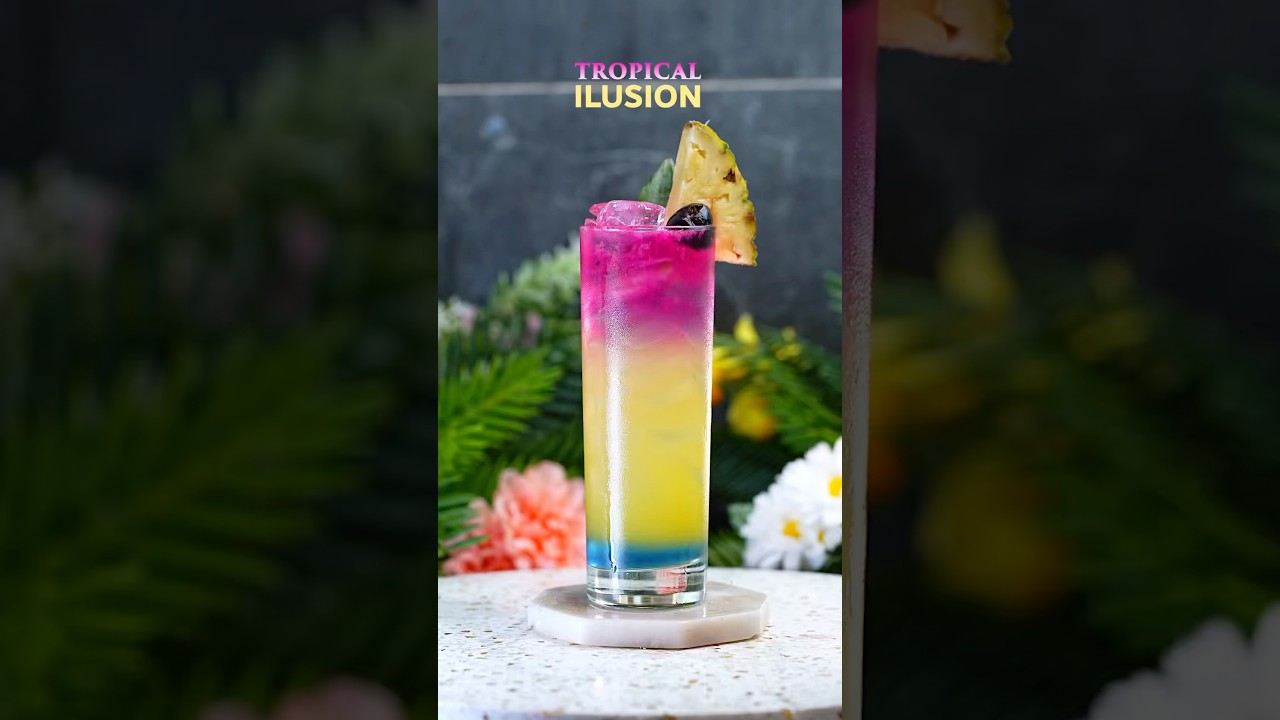 Тропическая иллюзия 🌴😎🍹 Лучший тропический коктейль ❤️ #коктейли #бар #бармен #тропическийнапиток