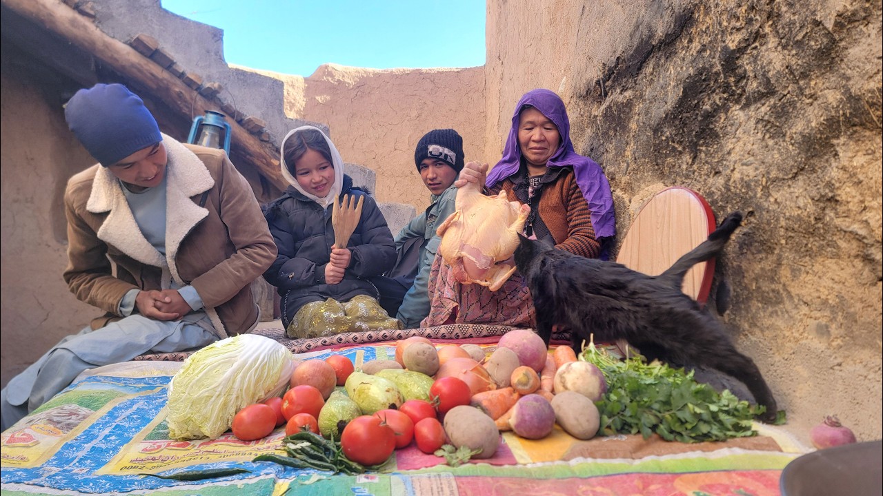 Snowfall Cooking | Afghan Chicken Recipe | Cold Winter Village Life