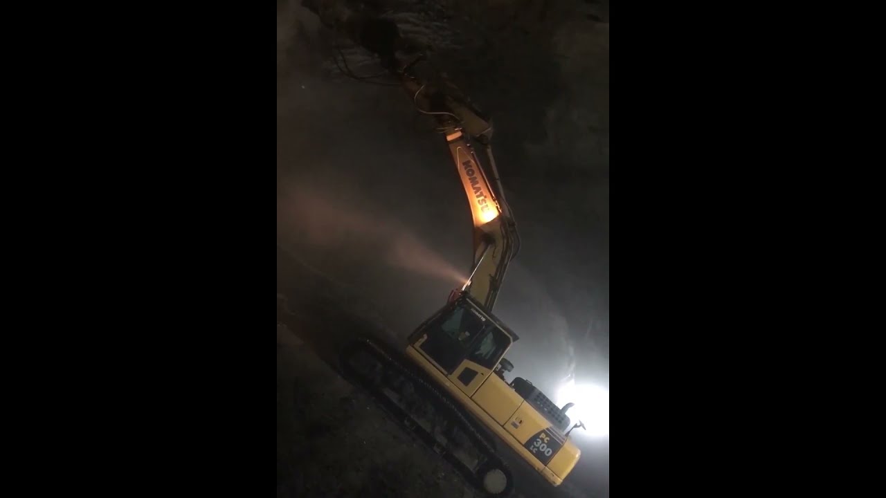 Amazing Inside Tunnel Excavator Breaking Upper Rock Structure KOMATSU AND DOOSAN