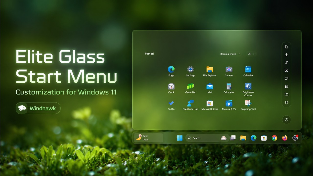 Windows 11 Elite Glass Start Menu | Windhawk Style Customization  Tutorial