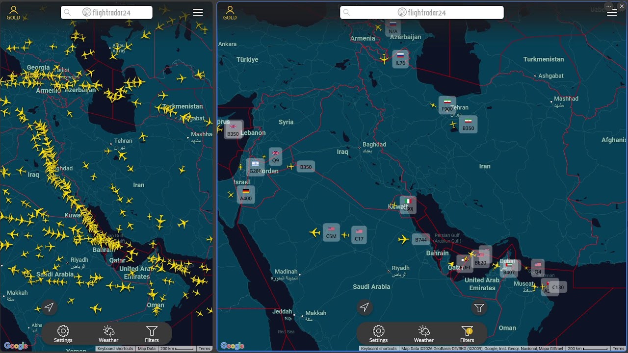 Iran Real-Time Flight Radar | رادار پروازهای لحظه‌ای ایران