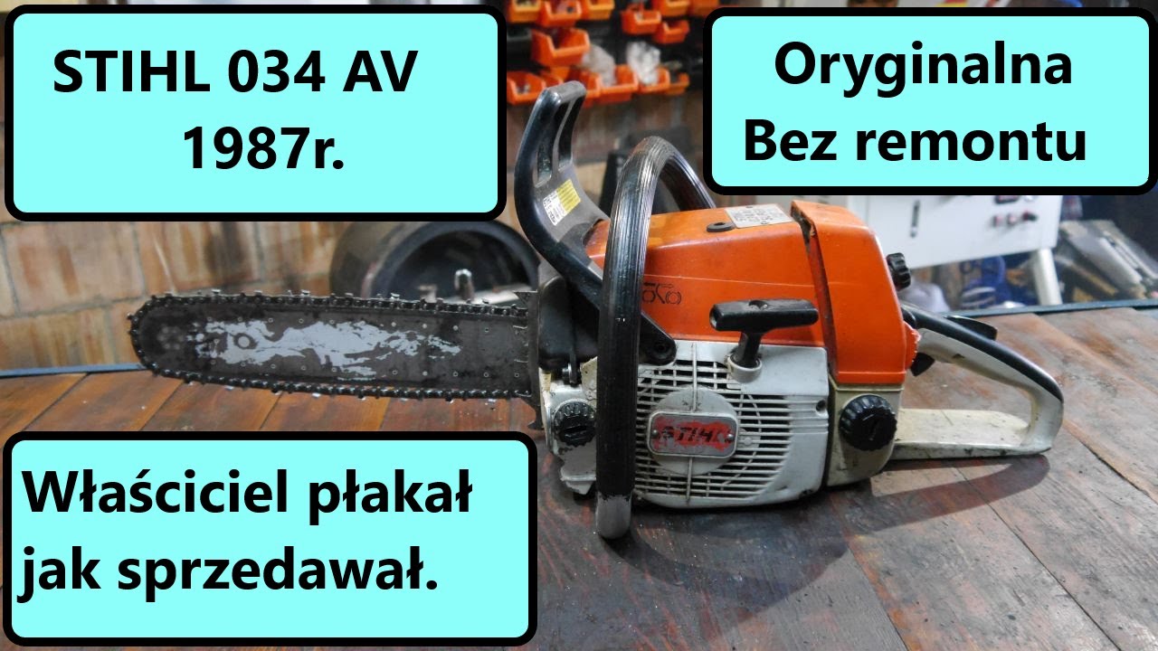 #rpgarażowo. Stihl 034AV z 1987r. Oryginalny miał być, nie naprawiany. Tanio 1000zł. Przegląd.