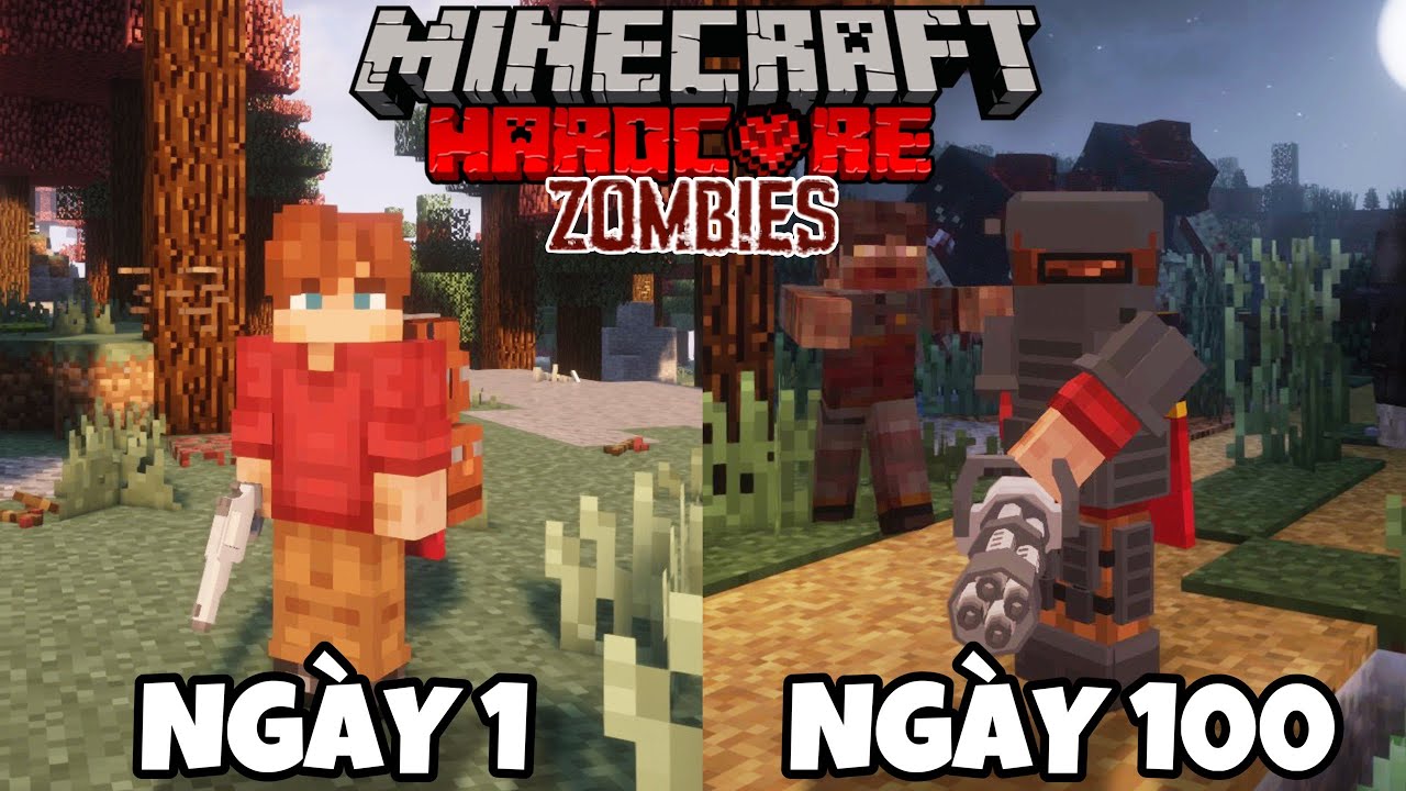 Mình Sinh Tồn 100 Ngày Minecraft Vùng Đất Xác Sống Siêu Khó !!