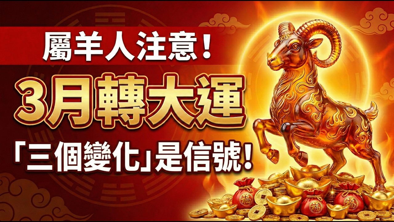 屬羊人注意！3月一到「火土相生」，若身邊出現這「三個變化」代表你要轉大運了！#2026生肖羊運勢 #屬羊2026運勢 #生肖羊 #轉運 #屬羊 #丙午馬年 #2026屬羊 #生肖羊2026 #轉大運