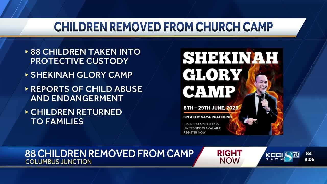 88 children taken into protective custody after child abuse reported at Iowa church camp
