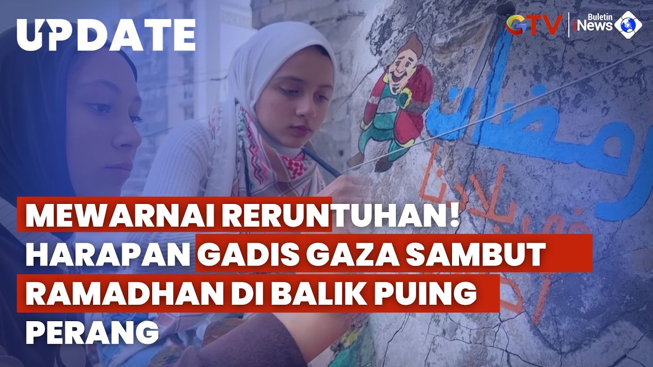 Senyum Ramadhan di Gaza: Dua Gadis Palestina Sulap Puing Reruntuhan Menjadi Mural Indah