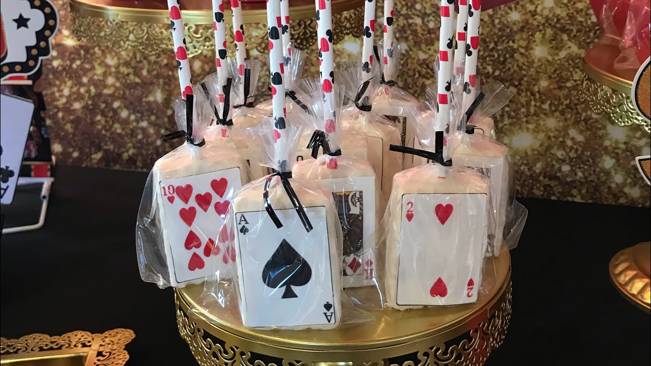 Casino themed Rice Krispie treats |chocolate covered Rice Krispies | diy | casino night | partytime