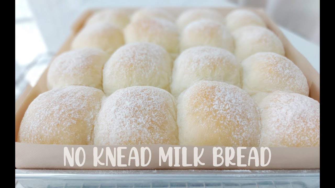 ขนมปังหิมะนมสด ไม่ต้องนวด ทำง่าย ไร้สารเสริม นุ่มกว่าShokupan, NO KNEAD SOFTEST MILK BREAD  不揉牛奶面包