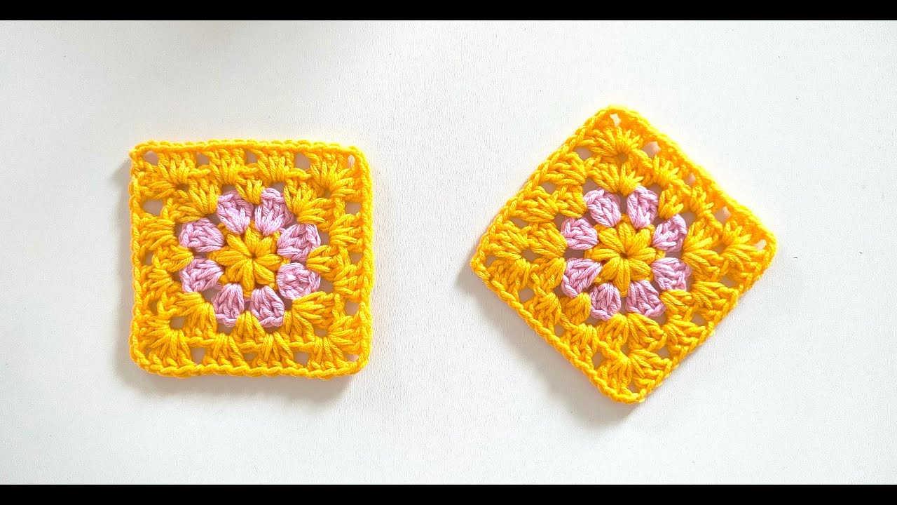 Kwadrat Babuni na szydełku prosty letni na topy Easy Cute Crochet Granny Square krok po kroku