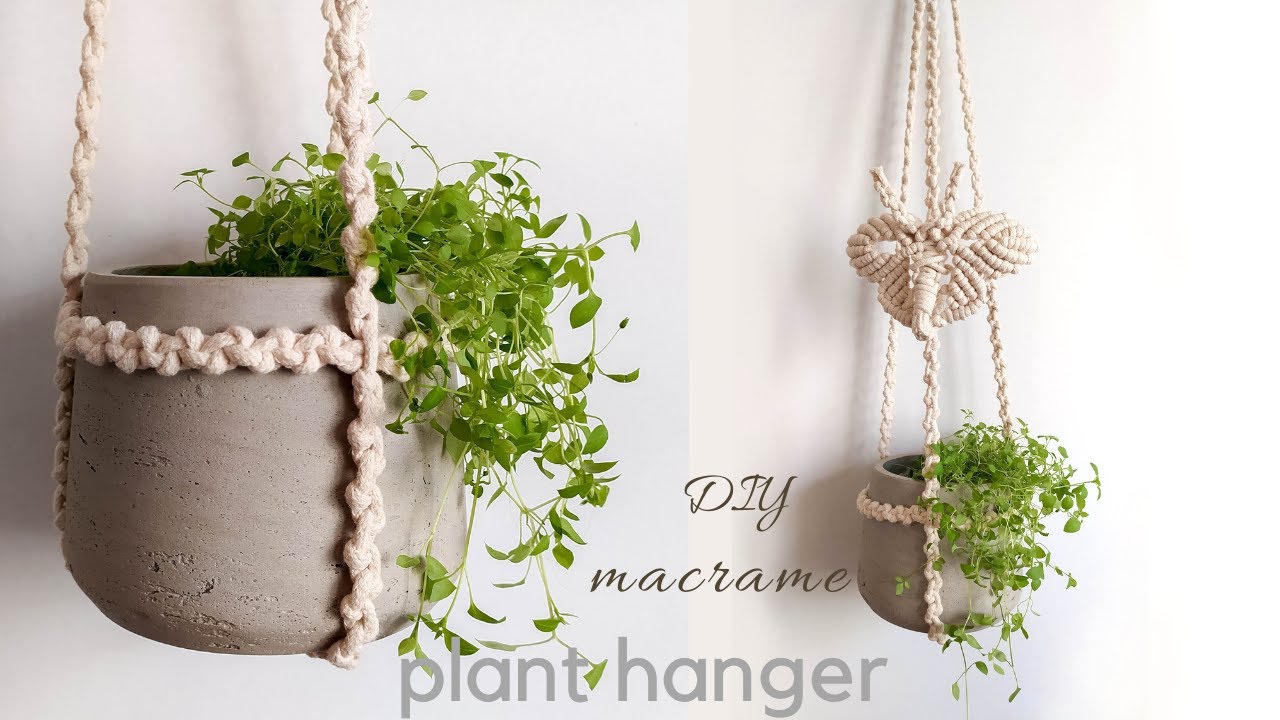 DIY macrame plant hanger, minimal linear plant hanger with no tassel, new 2022 design for beginners
